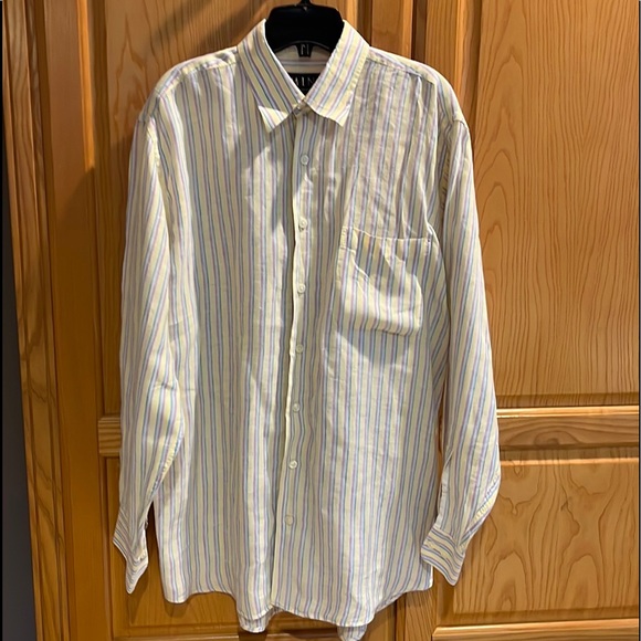 MINE London Milan New York Multicolor Linen Shirt Size Medium - Picture 2 of 4